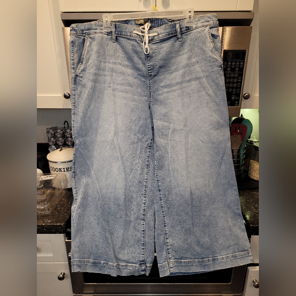 Torrid Light Blue Flare & Wide Leg Jean Capris